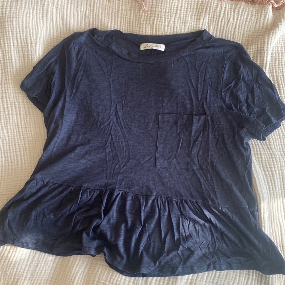 Navy pocket peplum tshirt top